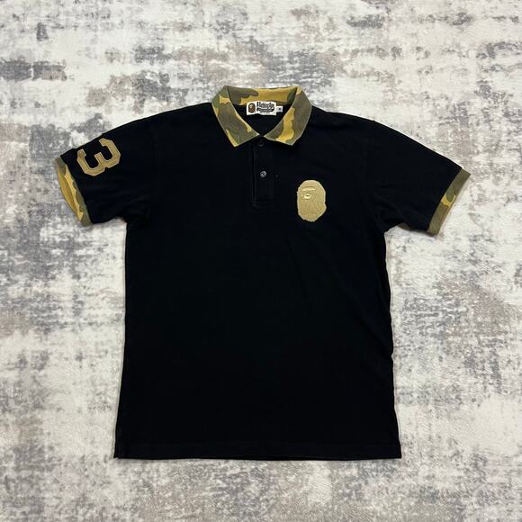 Authentic Bape 2000's Green Camo Ape Head Polo L - Picture 1 of 7